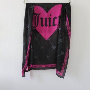 (#Z-1) Juicy Couture Sheer Multi-wear Square Pink Heart JC Logo Print Scarf